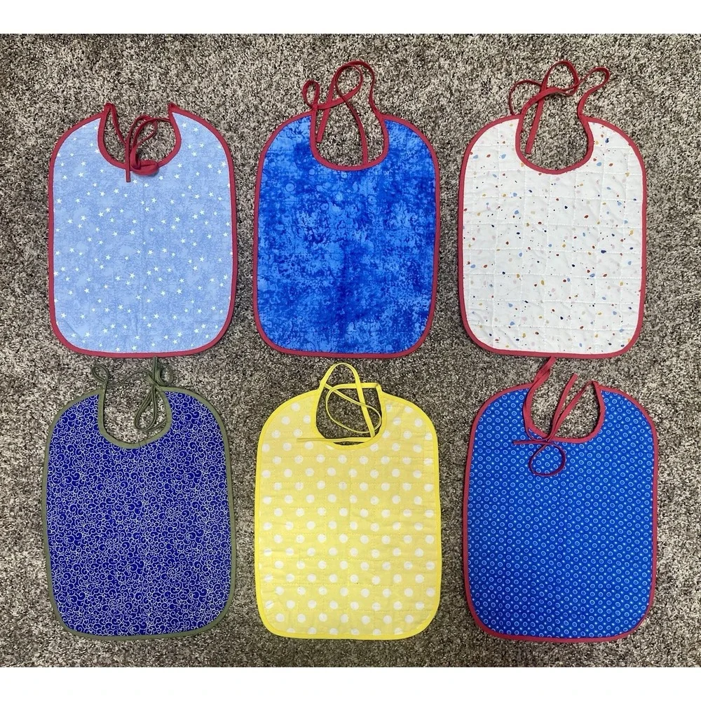 Lot Of 6 Quilted Handmade‎ Bibs Boy Theme Large Size 12